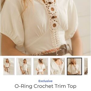 BUCKLE Gimmicks Ring Crochet Trim Women’s Top — Cream NWT